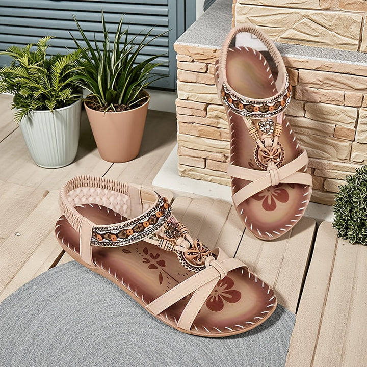 סנדלים שטוחים לנשים בהשראת הבוהמיינית