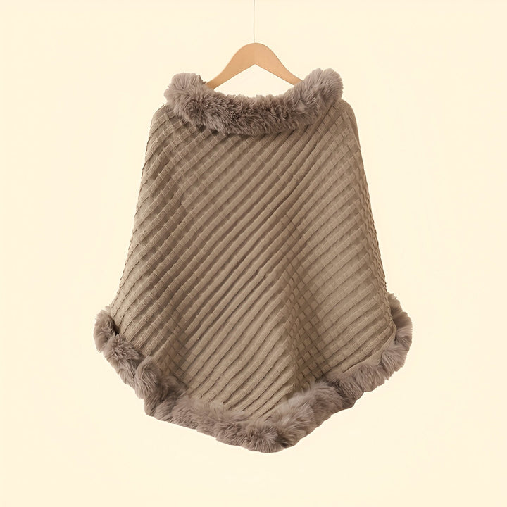 MELINA פונצ'ו חורפי אלגנטי עם גימור פרווה