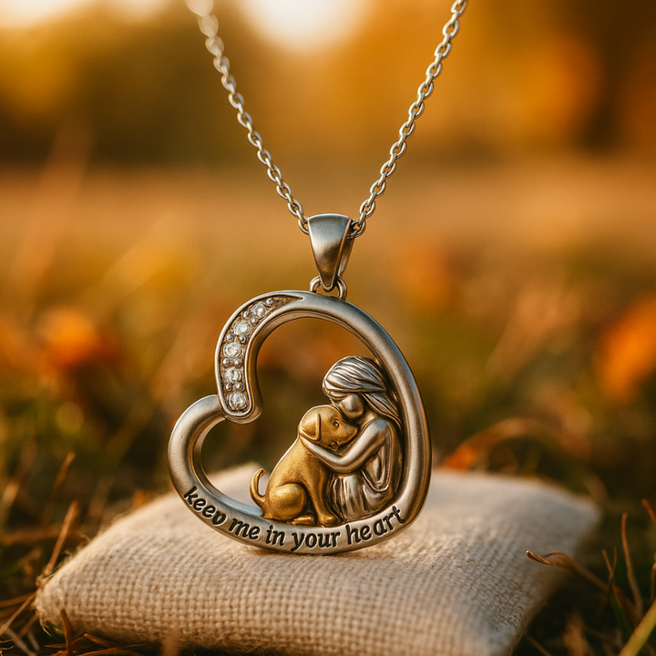 תכשיט עם לב מכסף עם כלב ואבני זירקוניה - לאורה תכשיטים