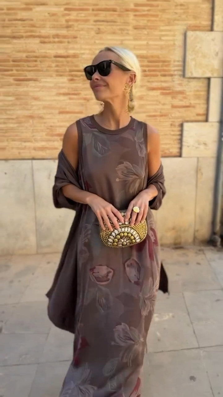 DALIA שמלה ארוכה אלגנטית עם צעיף תואם