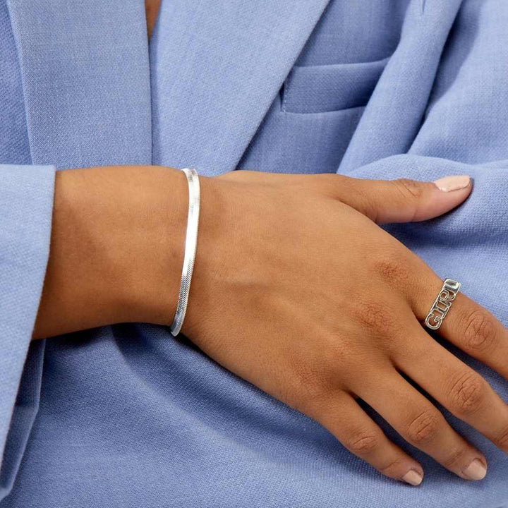 צמיד אורמלנק שטוח – מצופה כסף 925, 4 מ"מ