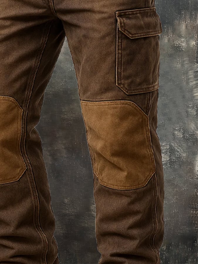 ZAKARY מכנסיים ארוכים עד הברך עם אפקט וינטג' ותפרים הרפתקניים