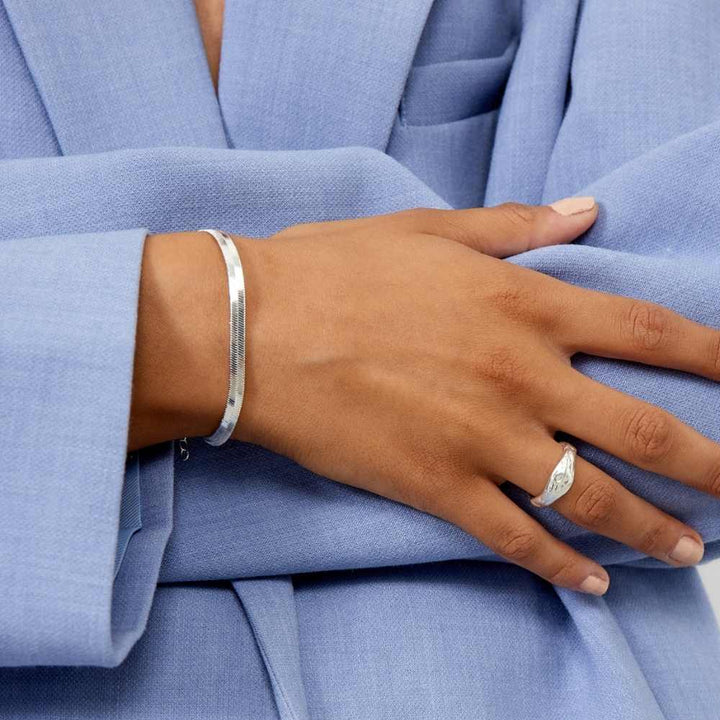 צמיד אורמלנק שטוח – מצופה כסף 925, 4 מ"מ