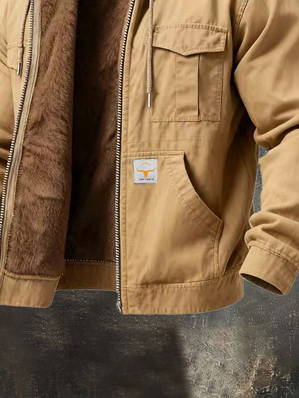 RICCARDO מעיל רטרו לחוץ עם כובע וכיס