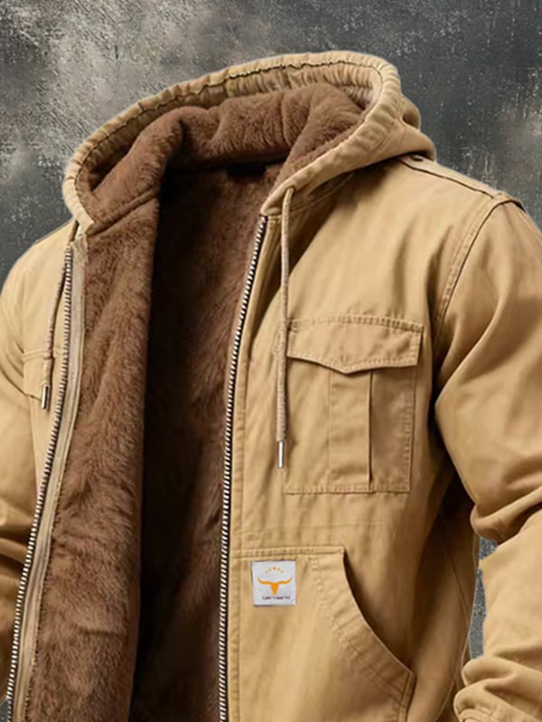 RICCARDO מעיל רטרו לחוץ עם כובע וכיס