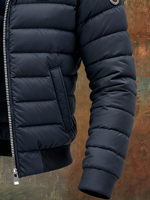 ג'קט רטרו לגברים עם עיצוב פאטשוורק, הרבה כיסים, רוכסן חם וסגירת רוכסן