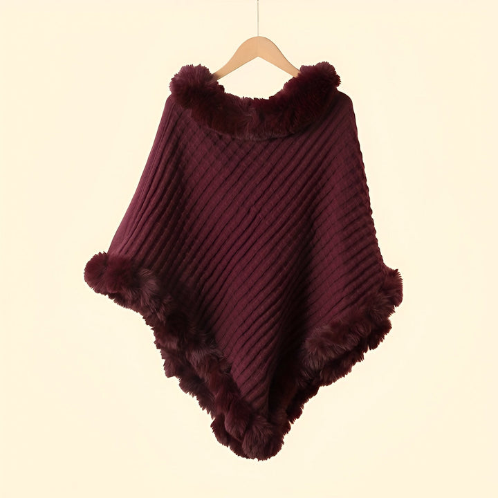 MELINA פונצ'ו חורפי אלגנטי עם גימור פרווה