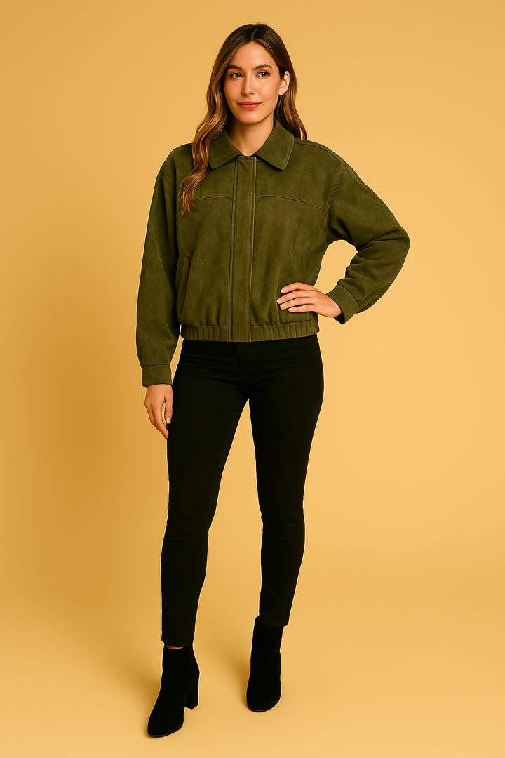 QUINTINE ז'קט בומבר מבד קטיפה יוקרתי לסגנון חסר זמן