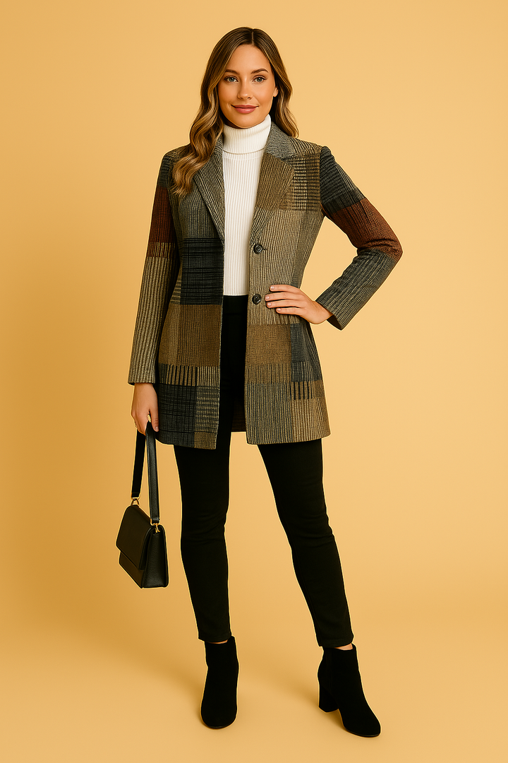 MARINA מעיל בלייזר אלגנטי עם דוגמה