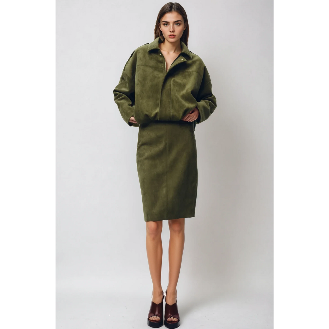 QUINTINE ז'קט בומבר מבד קטיפה יוקרתי לסגנון חסר זמן