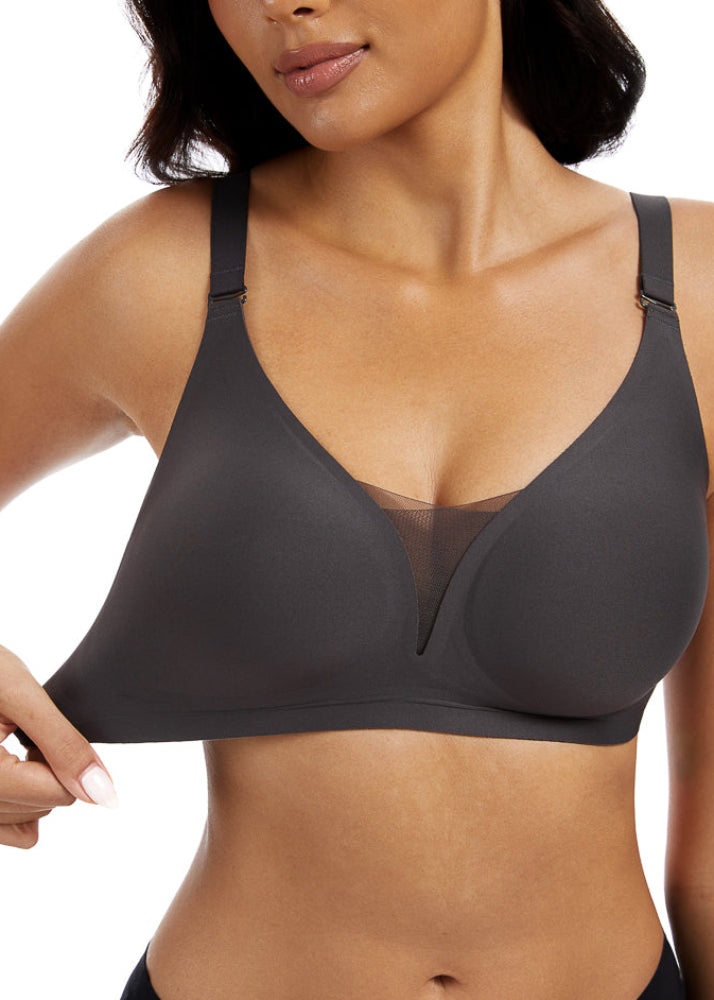 V-Mesh Comfort חזיית בראל ללא חוטים - שחור-אפור