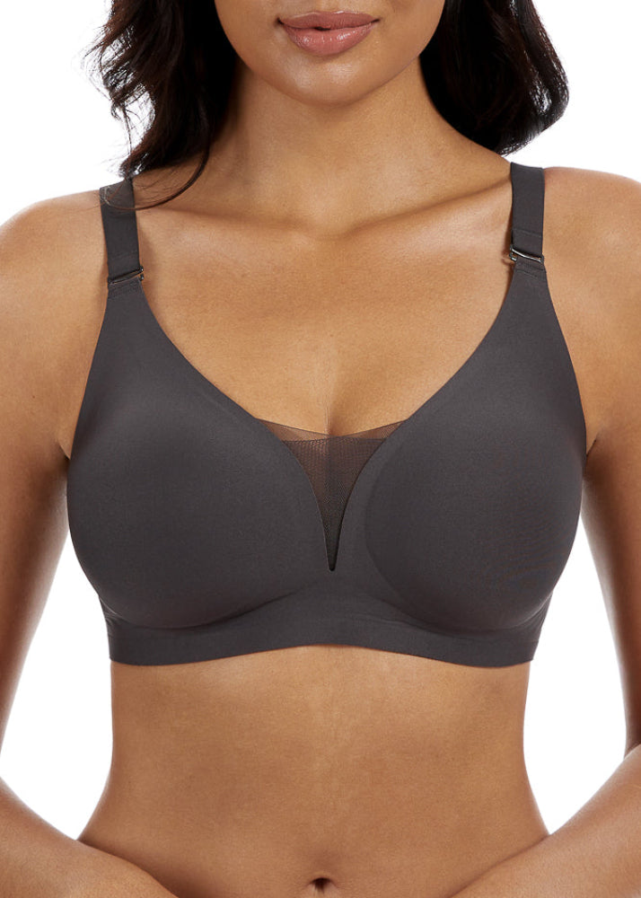 V-Mesh Comfort חזיית בראל ללא חוטים - שחור-אפור