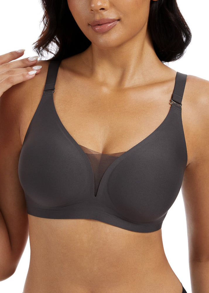 V-Mesh Comfort חזיית בראל ללא חוטים - שחור-אפור