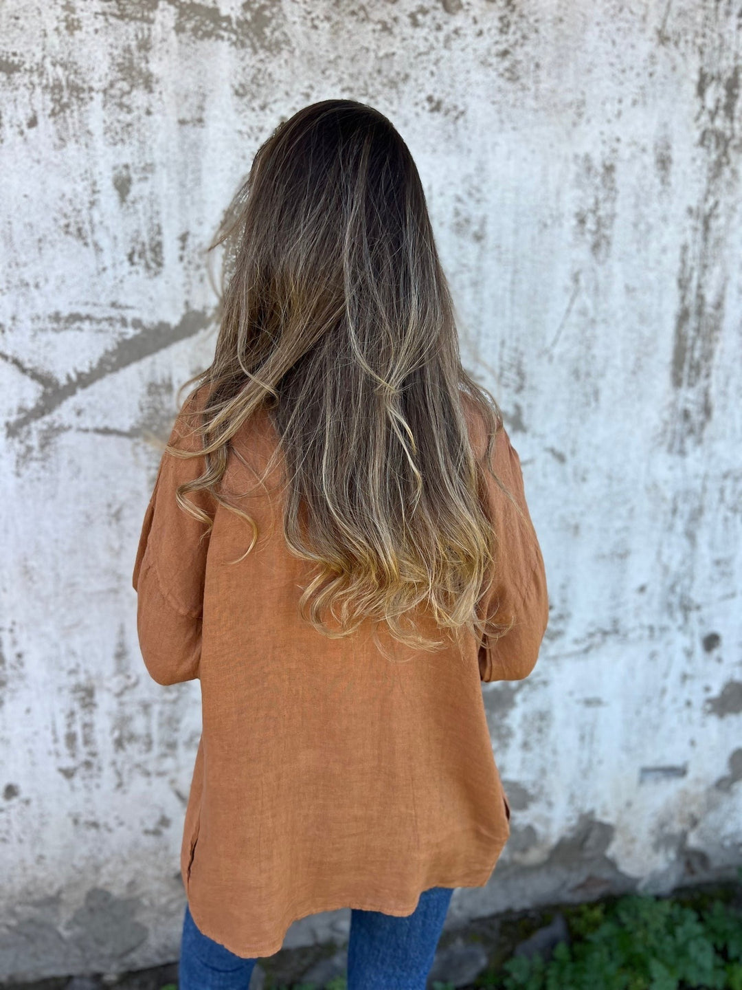 סוודר פשתן עם רוכסנים