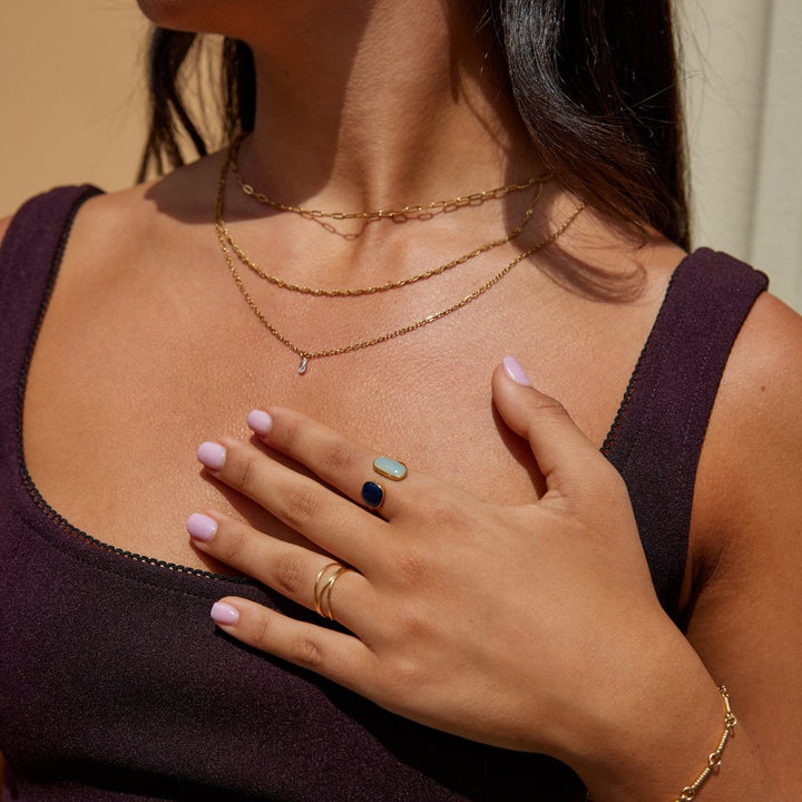 טבעת עטופה עם אקוומרין