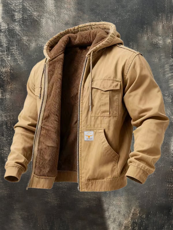 RICCARDO מעיל רטרו לחוץ עם כובע וכיס