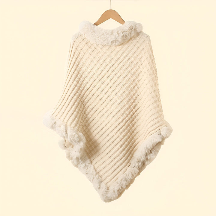 MELINA פונצ'ו חורפי אלגנטי עם גימור פרווה