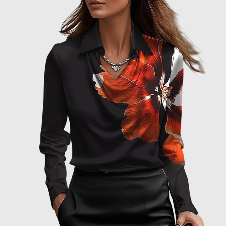 SYLVIE חולצה עם ברק יוקרתי וחשיפה מקופלת