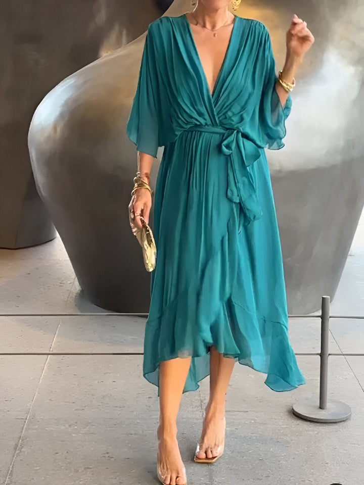 MONICA שמלות שיפון עם מחשוף בצורת V