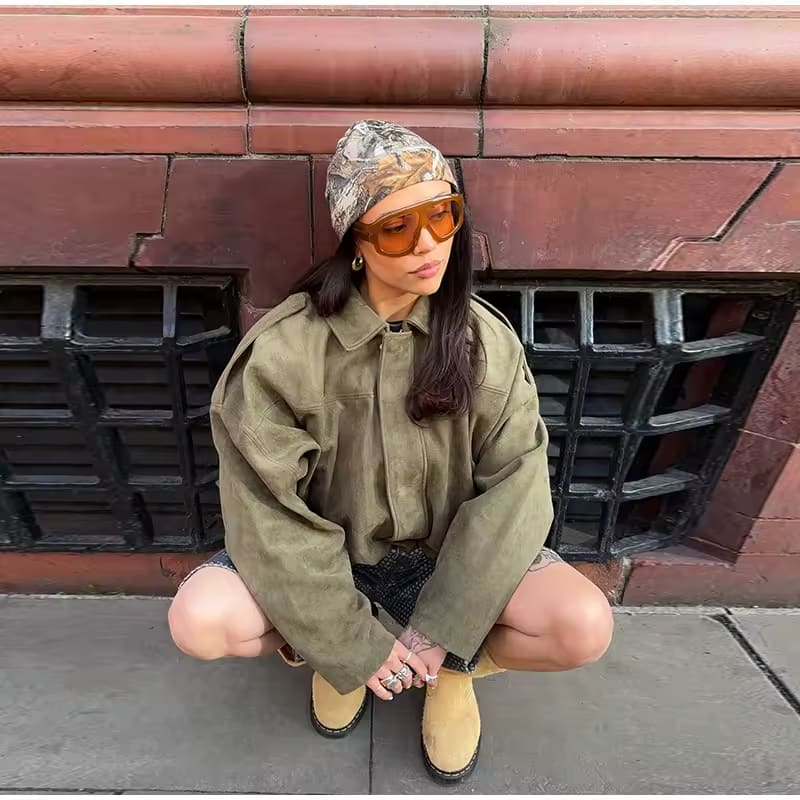 QUINTINE ז'קט בומבר מבד קטיפה יוקרתי לסגנון חסר זמן